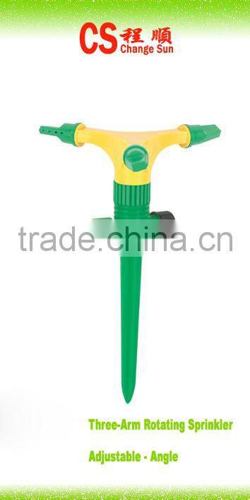 ADJUSTABLE CS-3016 Rotating 3 arm sprinkler with plastic spike plastic lawn sprinkler
