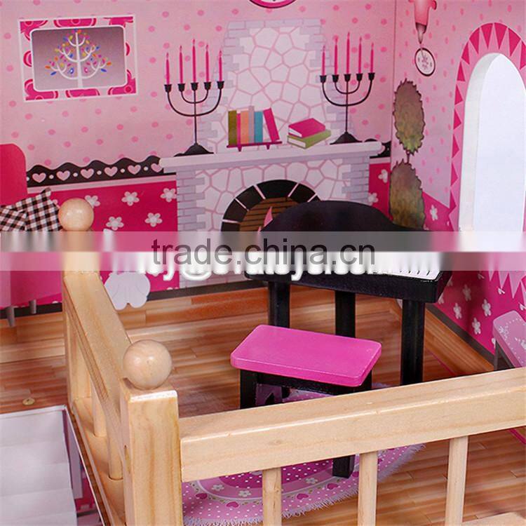 New design pretend play miniature wooden toy doll house for kids W06A228