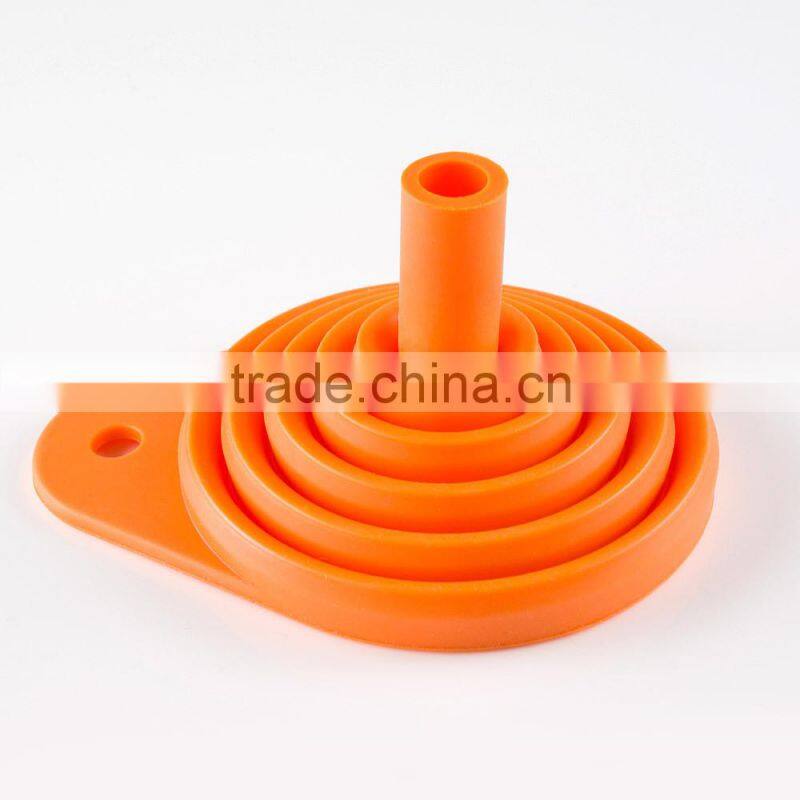Cooking funnel food grade kitchen silicone rubber funnel silicone foldable funnel