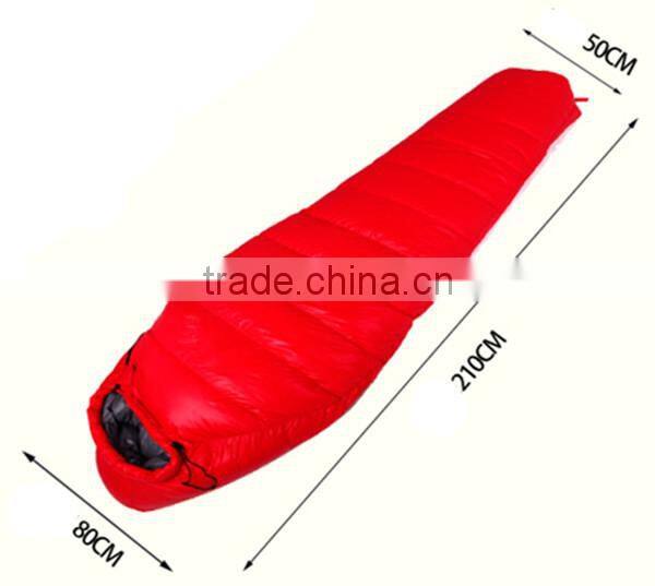 High quality goose down with cold protection collar adjustable wateproof outdoor camping sleeping bag