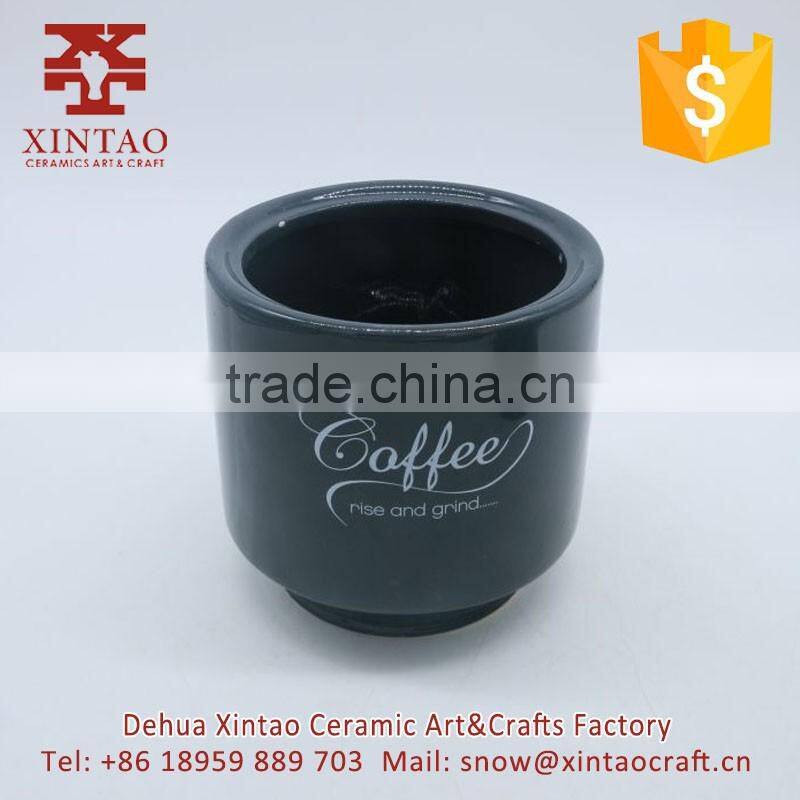 Wholesale Ceramic black tableware stackable mug set with rack