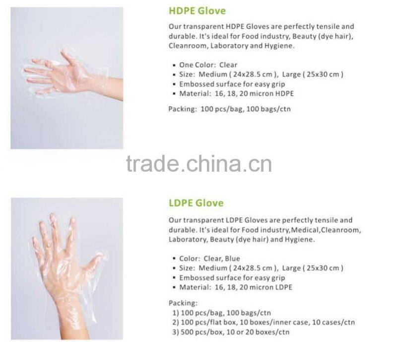 Top quality LDPE plastic gloves for food service