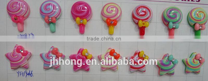 Halloween Yellow candy beads.Wholesale Jewelry Flatback Resin Lollipop Resin Cabochons