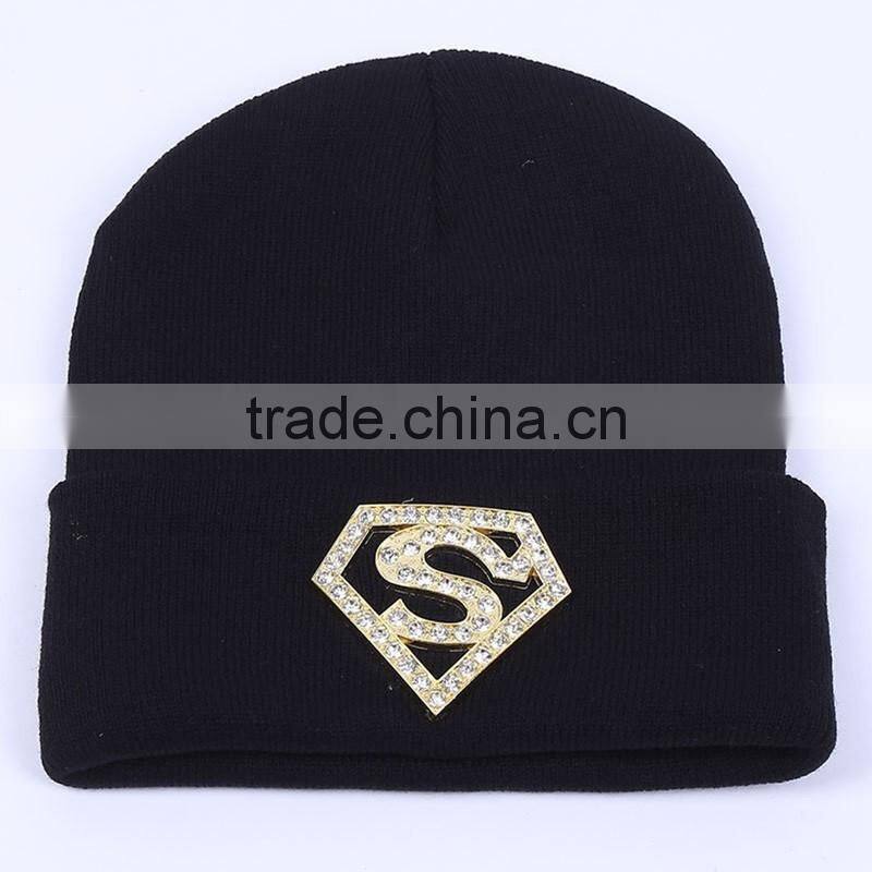 Fashion Hot Drilling CC Winter Beanies With Rhinestone