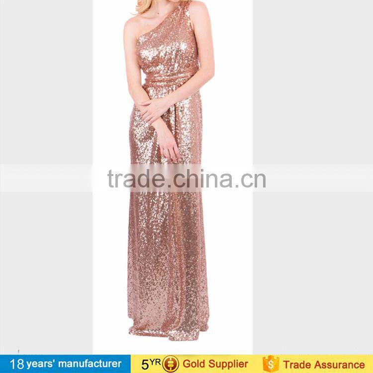 Sparkly rose gold champagne infinity bridesmaid long wedding party dresses for women with sequins