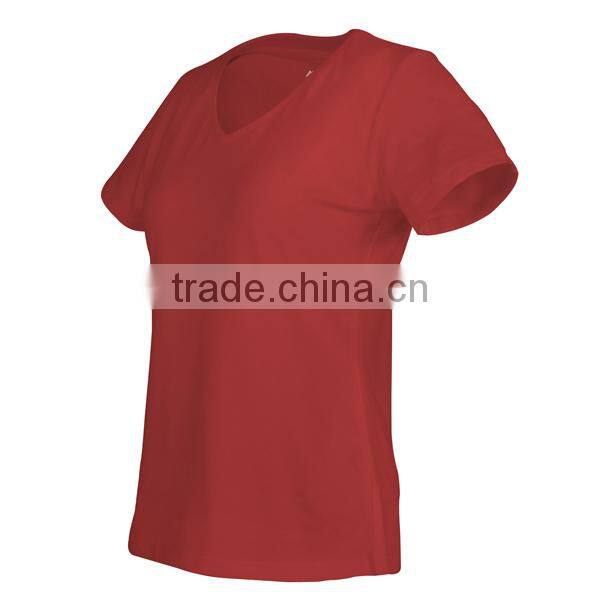 back image women v-neck collar t-shirt
