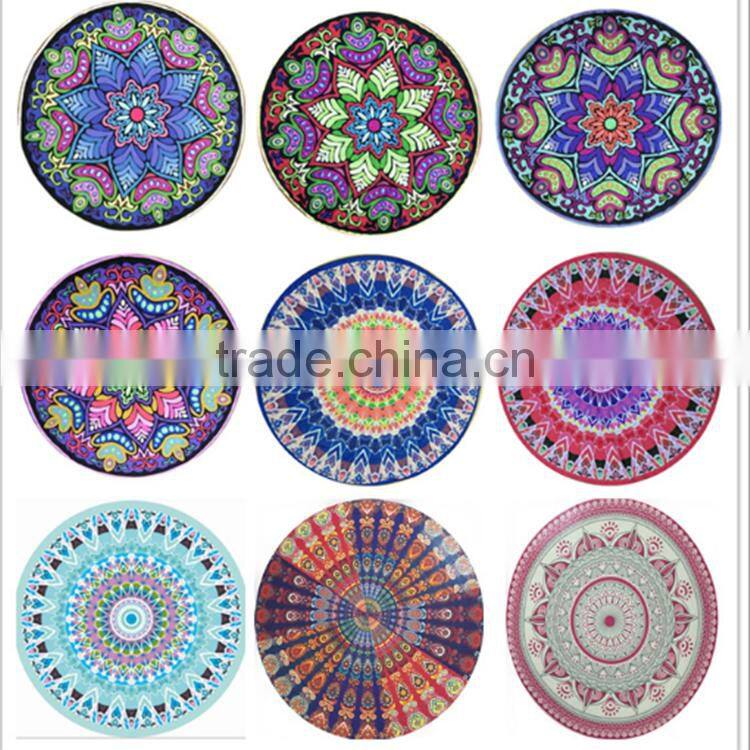 2017 new arrived hot selling round beach towels mandala with tassels turkish microfiber towel