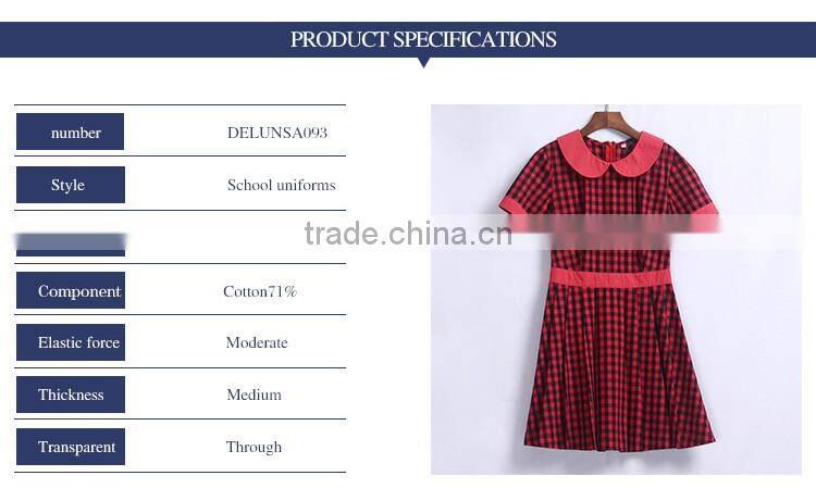 Summer Fancy Patterns Girls School Uniform Plaid Dress