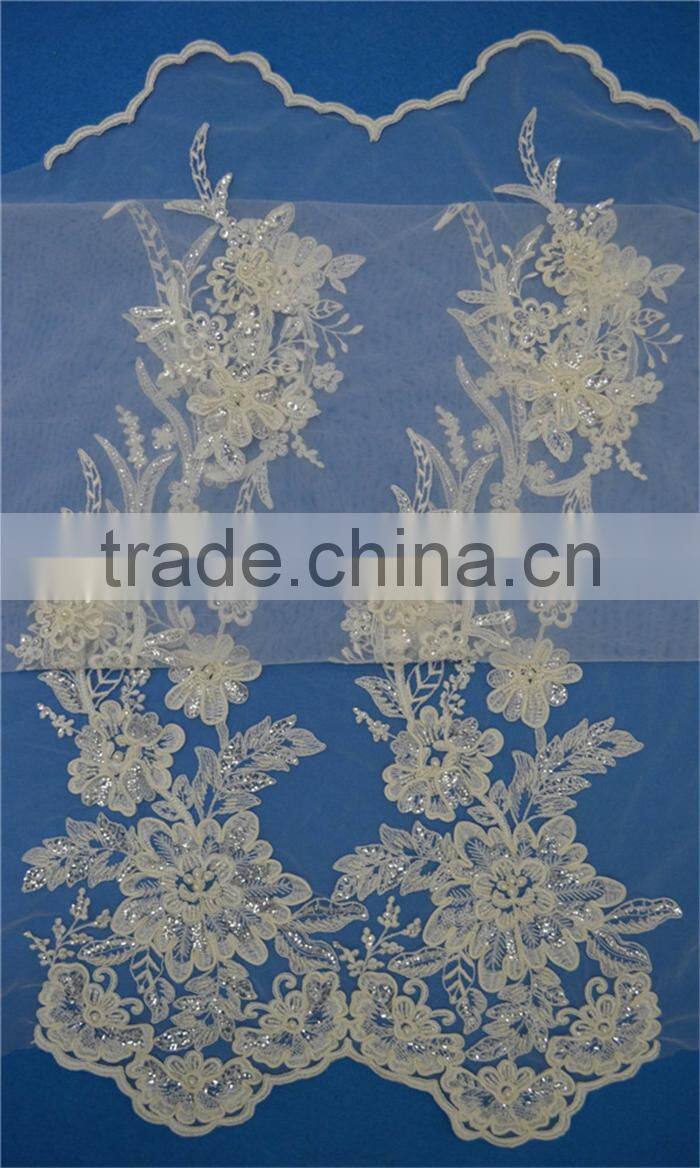 Cheap price pearls sequin beaded import lace fabric for wedding dress