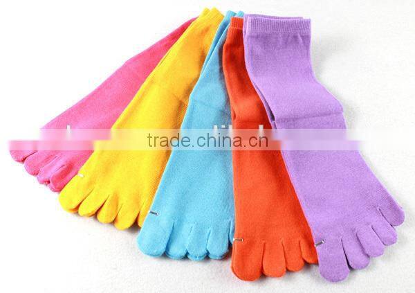 plain color 100% cotton socks five toe socks