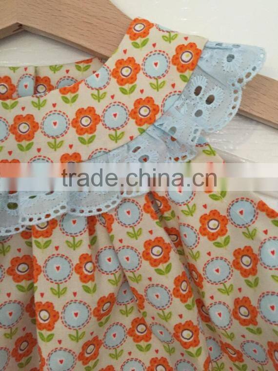 Latest fashion spanish floral boutique clothes two pieces baby ruffle gift set
