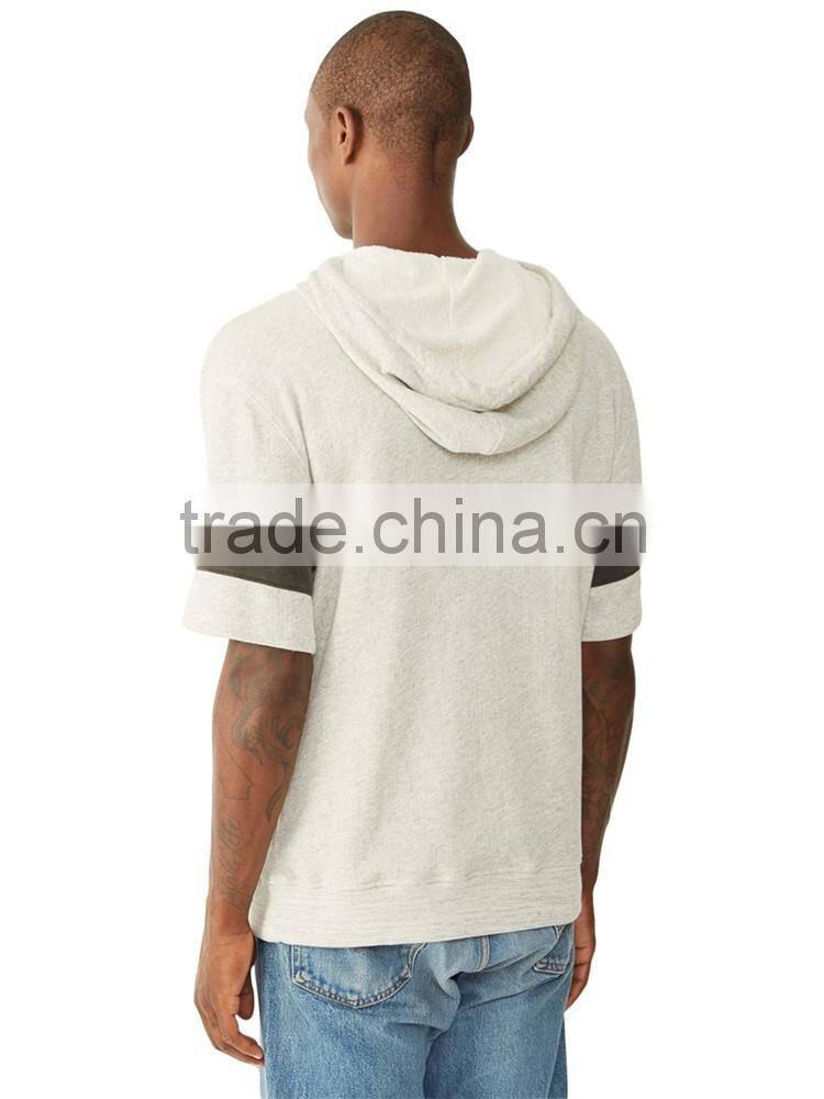 Mens french terry short sleeve hoodie