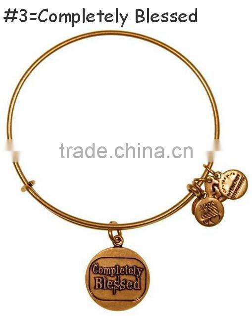 2014 hot design anchor charm wire bracelet bangle jewelry custom inspired word stamped wire bangle jewelry antique logo bangle
