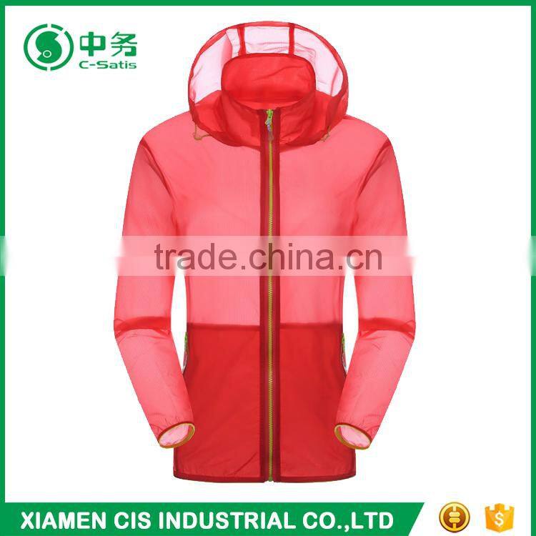 Custom Outdoor Ultrathin Sunscreen Ladies Blank Skin Jacket with Hood