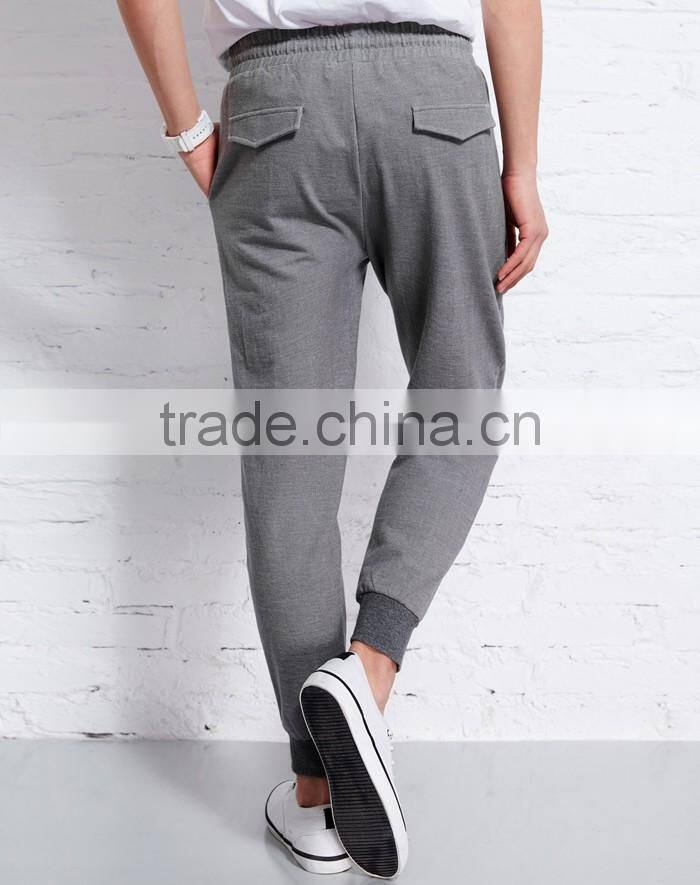 Custom 100% cotton trendy plain wholesale men jogger sweatpants