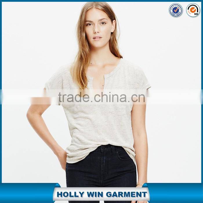 Deep v neck modern linen bikelane ladies plain t-shirt dresses