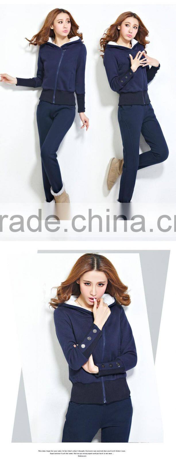 OEM Wholesale Cotton Fleece Slim fit Lightweight Tracksuit Women with Hood latest design tracksuit women