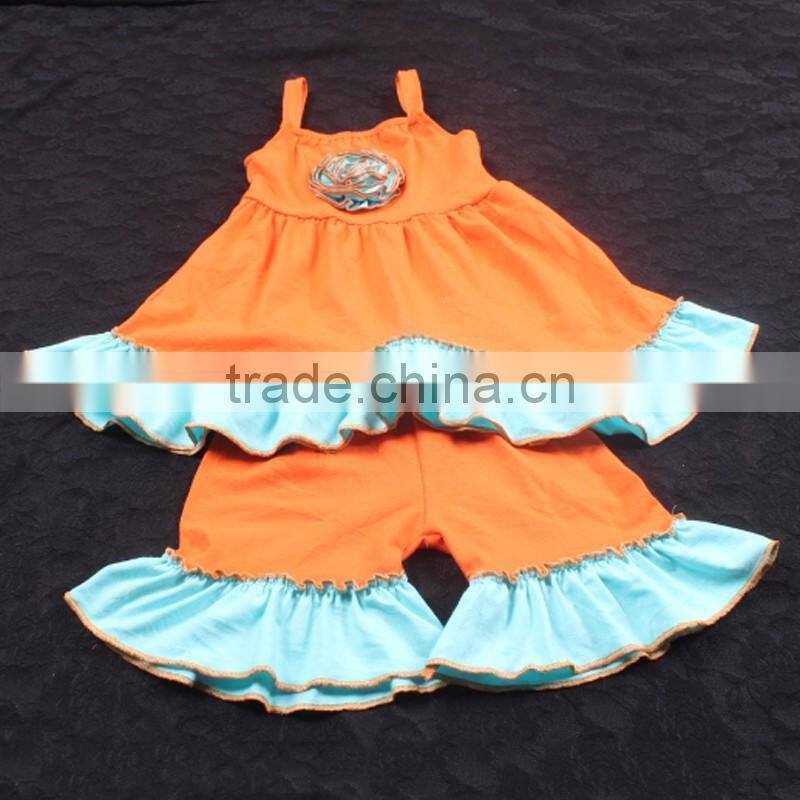 Wholesale High Quality Knit Cotton Hollow-mas Pumpkin Outfits Swing Top set Outfit LBYTZ001-111