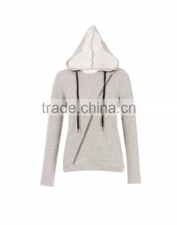 Asymmetrical hip hop hoodie side zipper