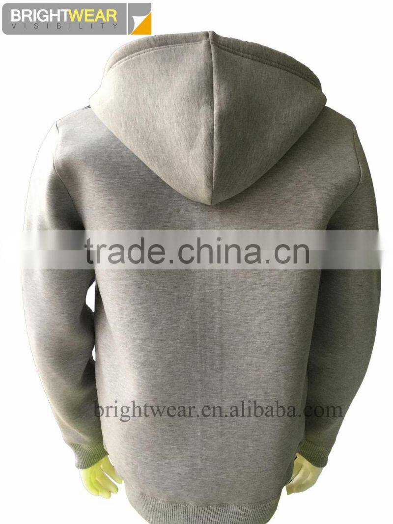 Men's sports windproof hoodied sweatshirt with zipper closure and 92%polyester 8% spandex neoprene fabric