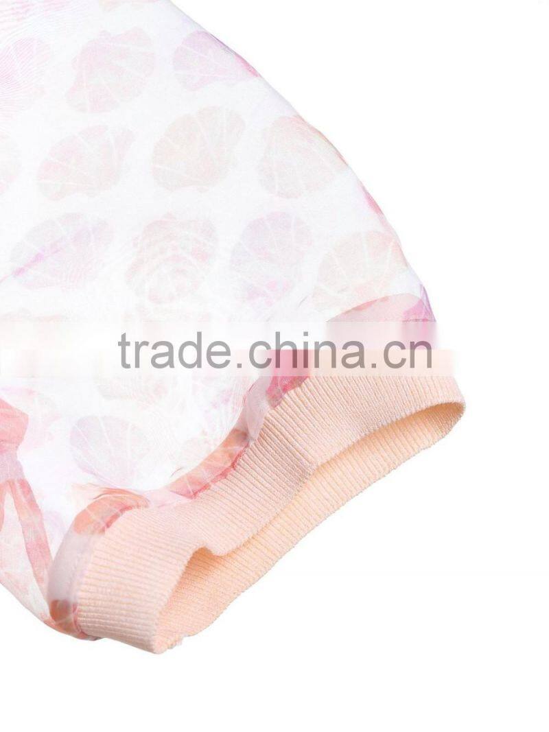 Girls organza printed pink sweet dresses
