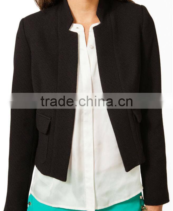 Textured Open Front Blazer