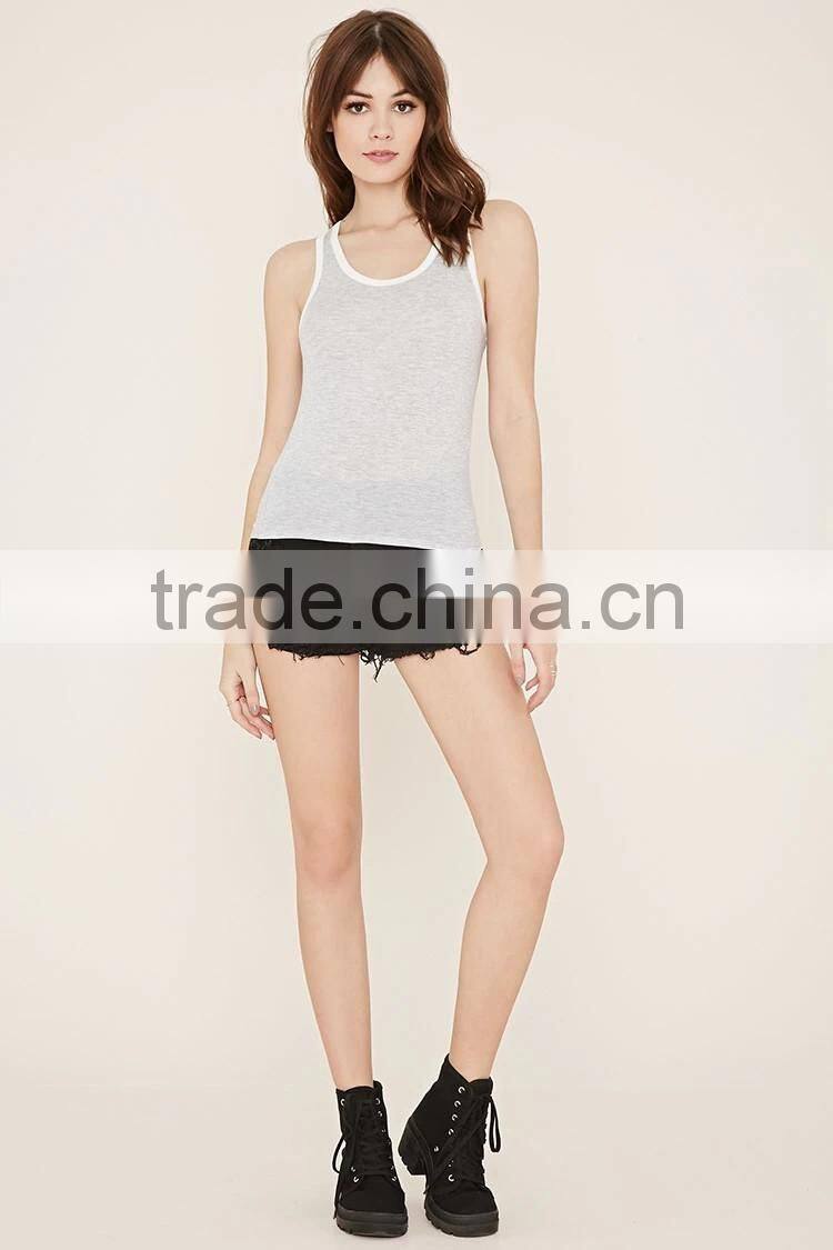 2016 guangzhou shandao oem service summer new design knitted plain dyed sleeveless ladies summer tops made in china