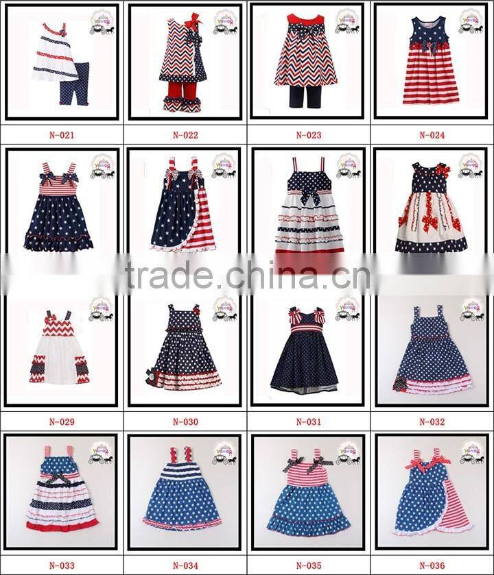 Yawoo 2016 latest navy polka dots july 4th smocked dress designs teenage girls