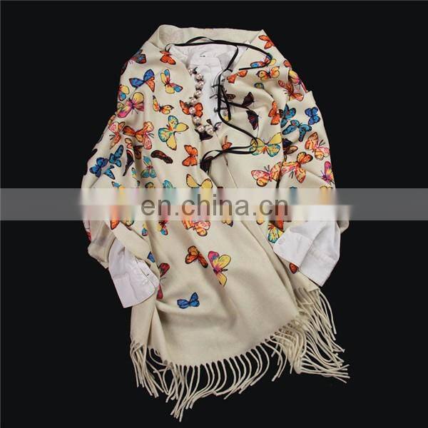 inner mongolian factory directly wholesale 100% cashmere scarf woolen thick women warm butterfly print pashmina shawl