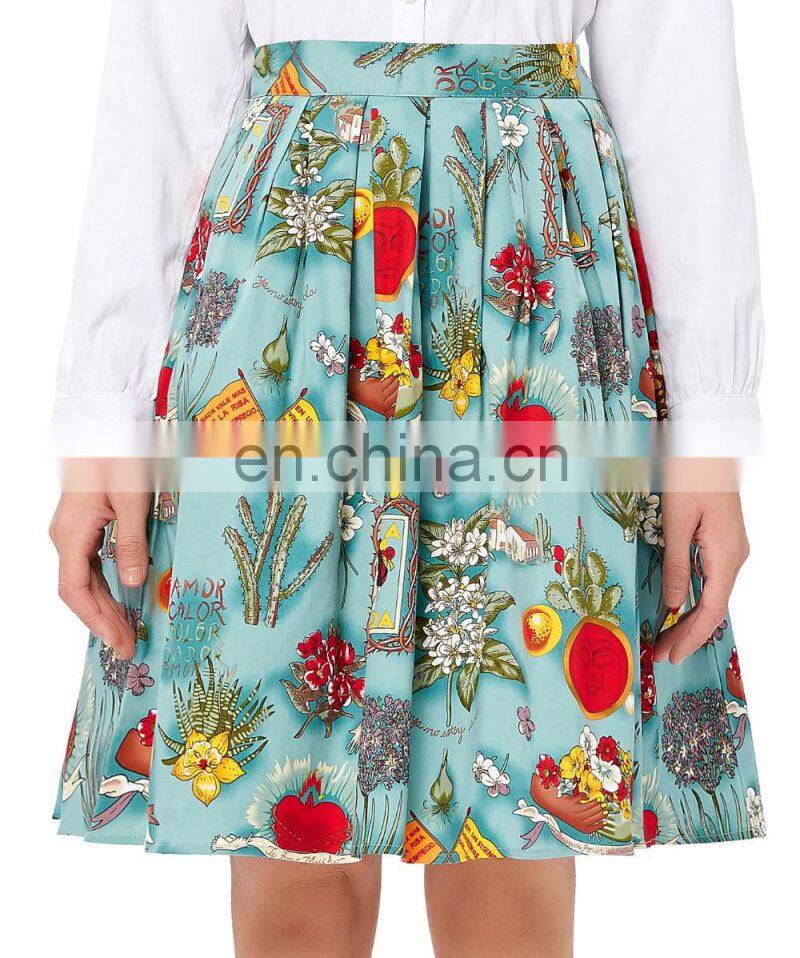 Grace Karin Women Pleated Big Size Vintage Skirt Pinup 50S 60S Cotton Floral Print Skirt CL6294-6