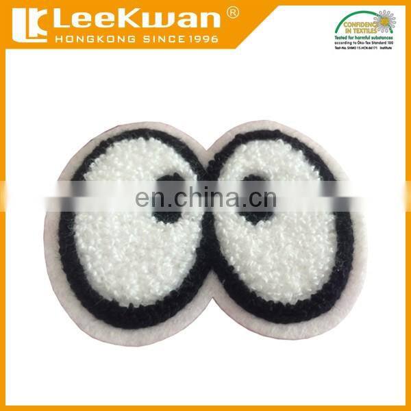 custom embroidery sew-on eye logo chenille patch for china supplier