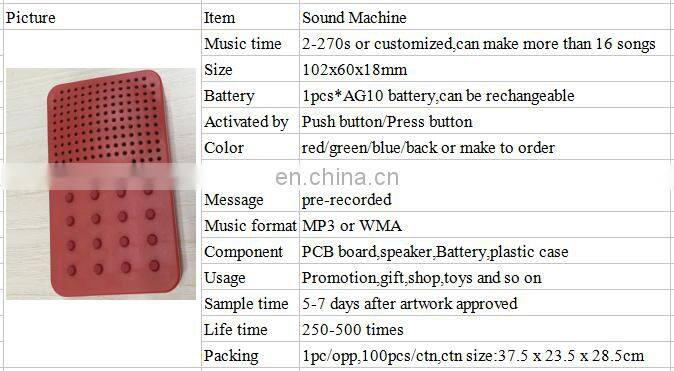 Customized 16 buttons plush baby speaker white noise