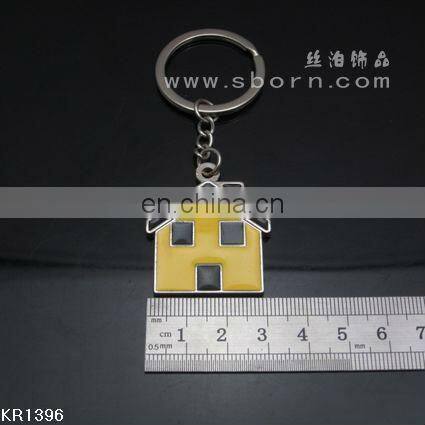 Custom Cute House Shape Soft Enamel Zinc Alloy Metal Key Chain With Laser Logo