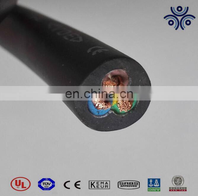 4.0mm Rubber 3 Core Flexible Flex Cable Black H07RN-F Heat and Oil Resistant