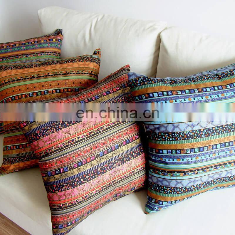 i@home Without core ethnic style gilded striped linen print pillow cushion cover for sofa