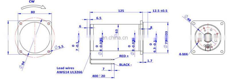 63mm 24v 200w 4500rpm Brushed Dc Motor used for mobility scooter E-scooter