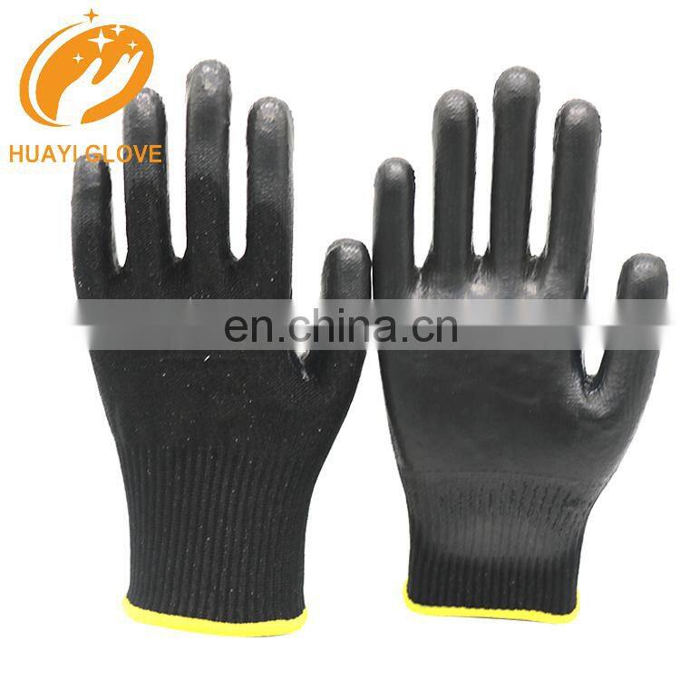 Non Slip Coating Red Nylon Knit Rubber Palm Coated Crinkle Latex Protection Safety Work Gloves