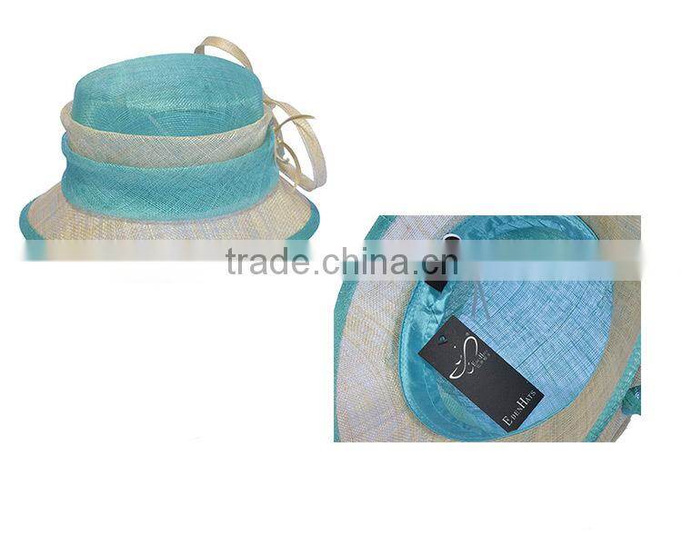 Elegant Plain Sinamay Hat Feather Wedding Party Hat