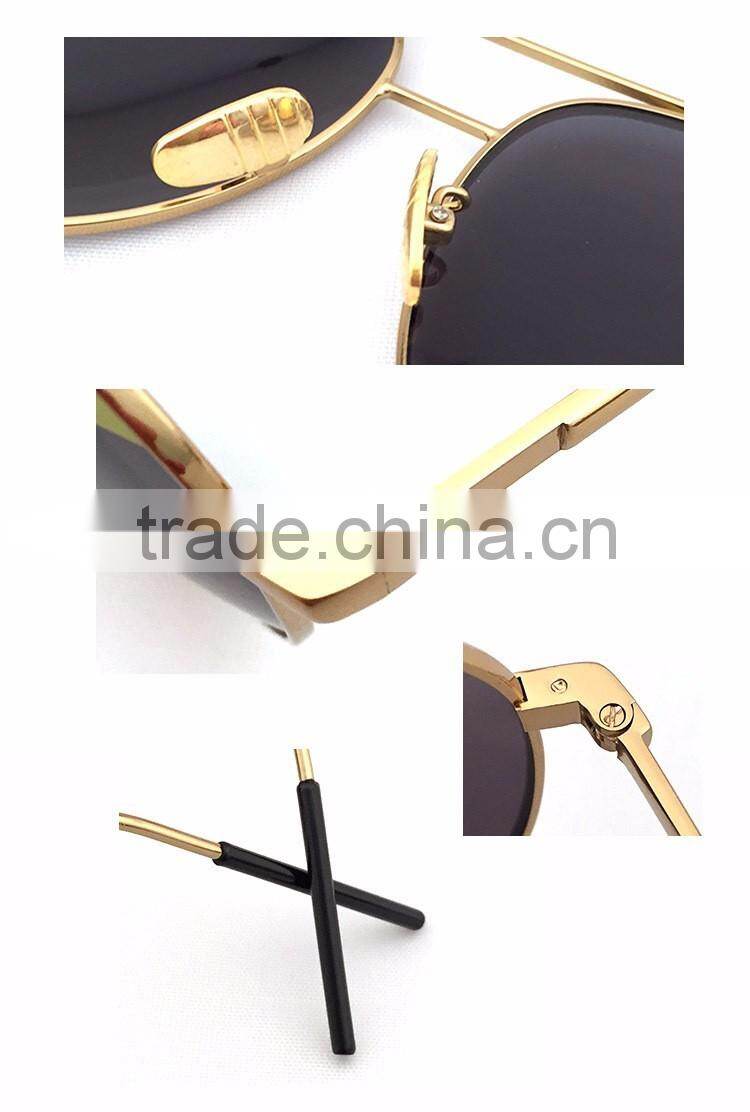 2016 New arrival Designer patchwork Split 3 Parts Mirror Lens split sunglasses for women