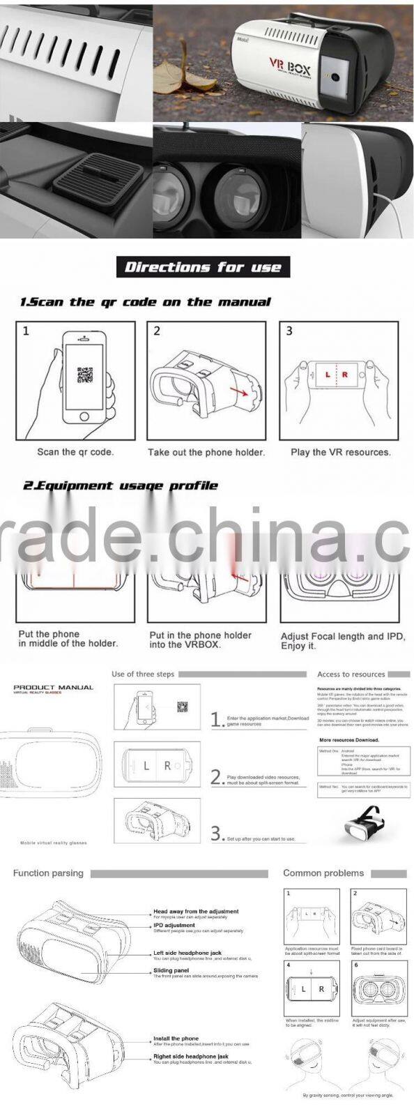 New Technology VR Box 2.0 Generation Distance HD Optical Resin Lens VR Box 3D Glasses for Smart Mobile Phone
