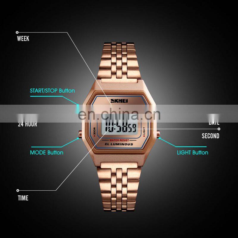 SKMEI 1345 Lady's Fashion&Casual Digital Watch Multi-function Stainless Steel Sport Watch For Women