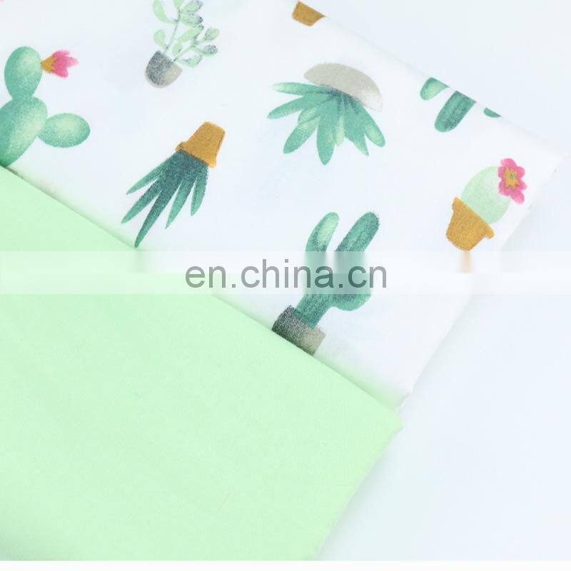 Green cartoon cactus fabric grid dot solid color fabric wholesale baby bedding fabric