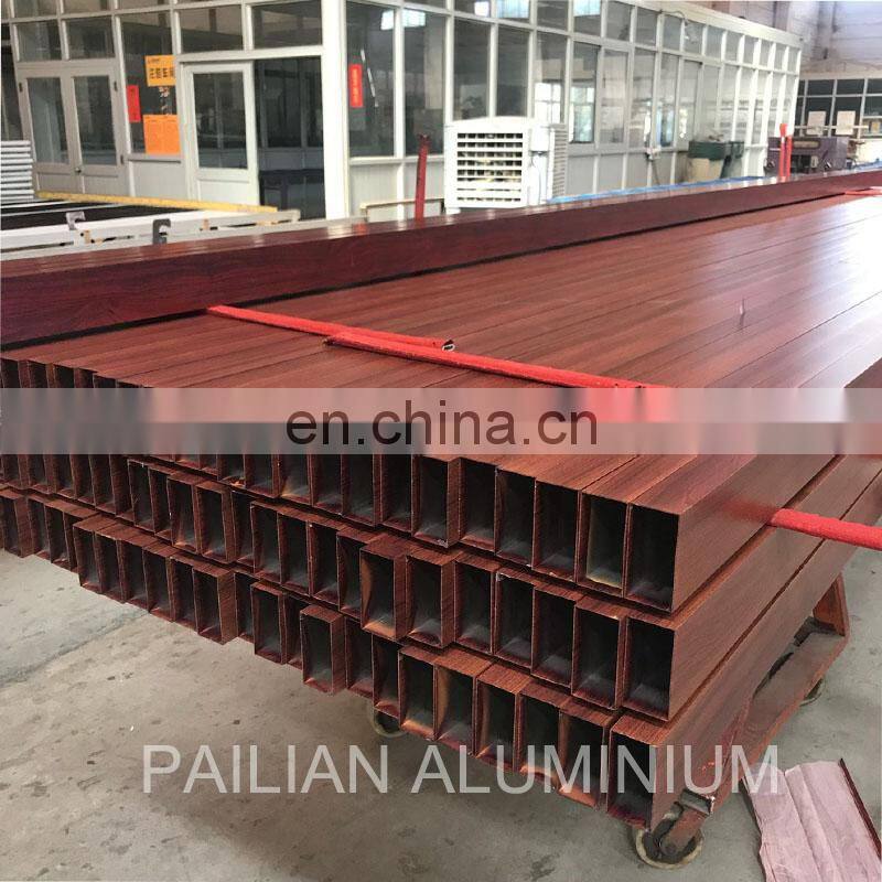 6063 t5 Wooden grain Coating standard size aluminium rectangular hollow section for furniture decoration