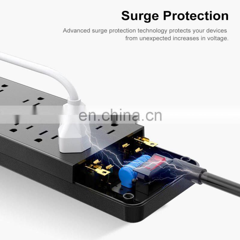 Safety Germany Multiple 4 Outlet Power Strip Socket 4 Outlet with Dual USB Ports and Retractable Cord