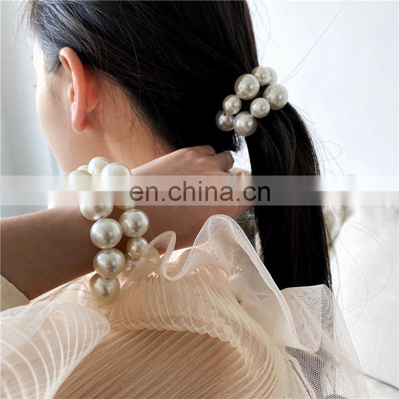 Woman Big Pearl Hair Ties Fashion Korean Style Hairband Scrunchies Girls Ponytail Holders Rubber Band Hair Accessories