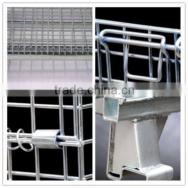 Warehouse folding metal wire mesh rigid wire containers