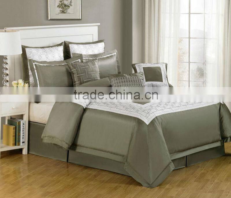 100% polyester patchwork queen olive duvet cover comforter set