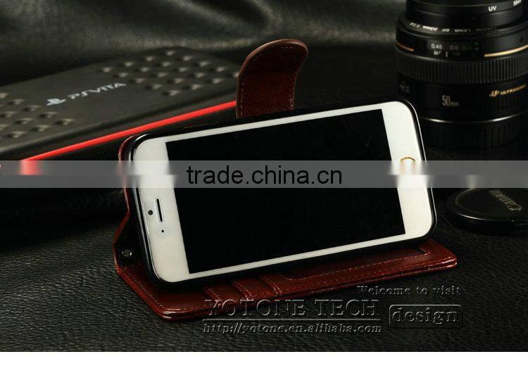 2016 Wholesale PU leather smart phone real leather phone cover for Iphone 6 wallet case