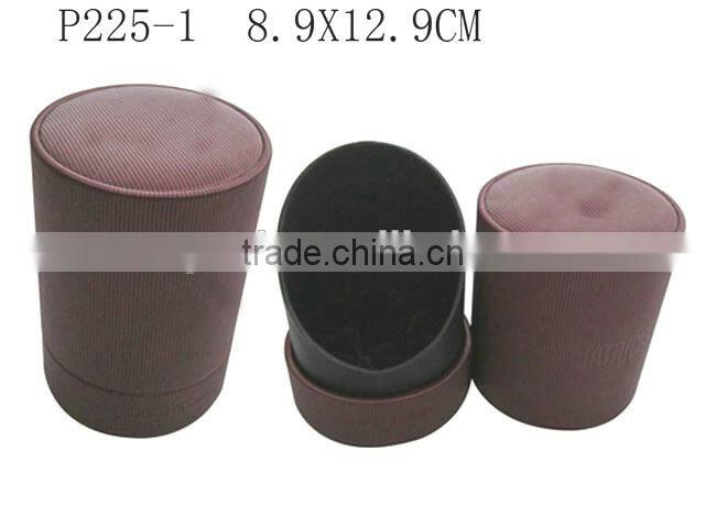 round burgundy leatherette PU perfume box