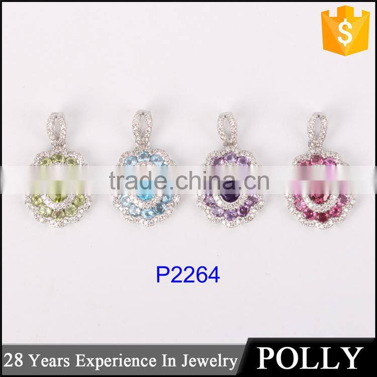 2015 New design pave setting tourmaline 18k gold pendant necklace